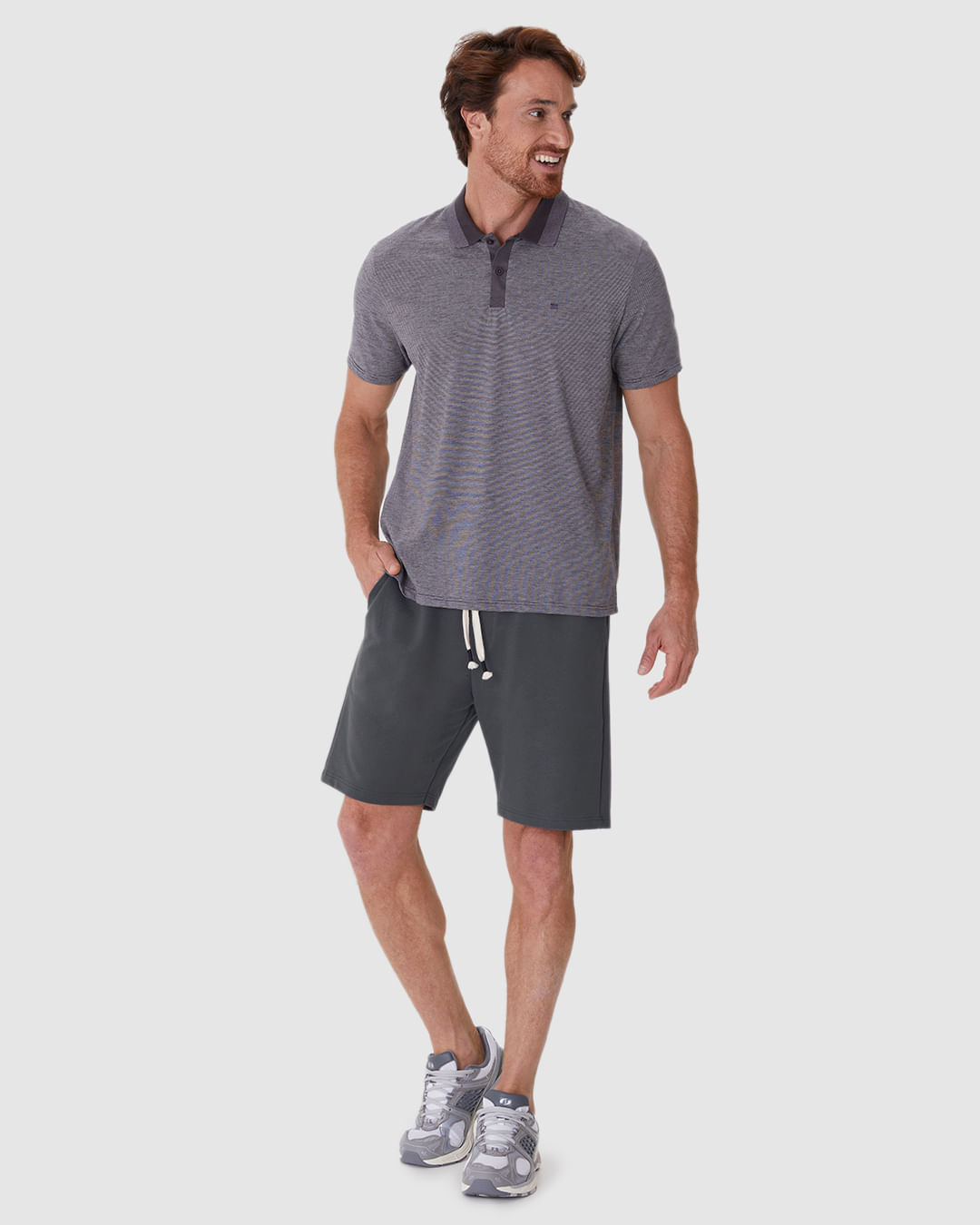 Bermuda Masculina Comfort Cadarço Funcional Em Moletom Sarjado - Imagem 11