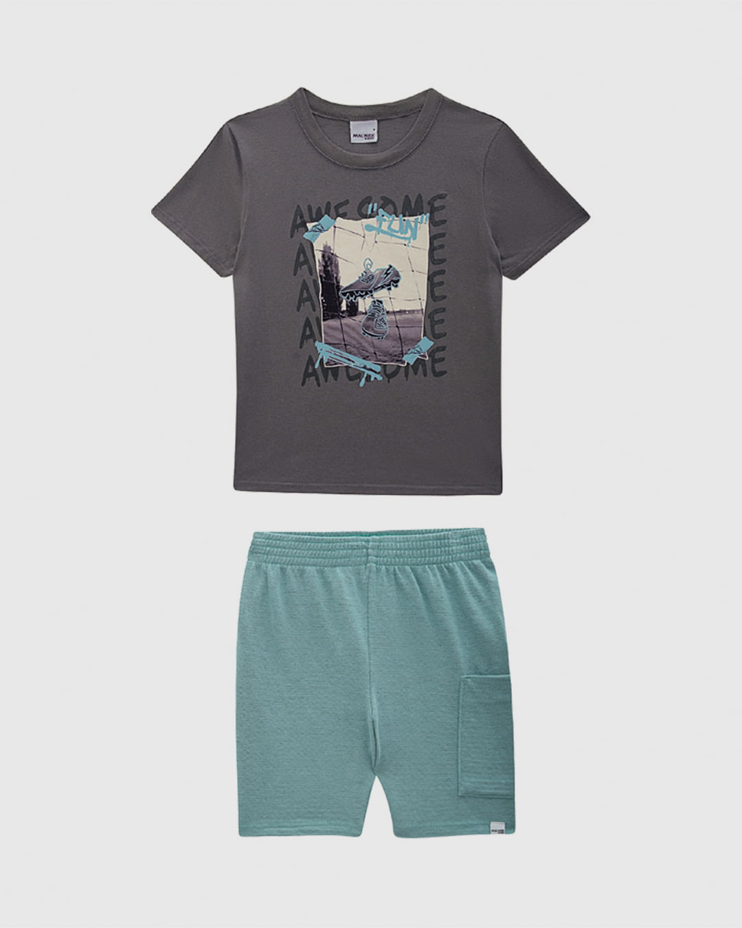 Conjunto Infantil Menino Camiseta Awesome Fun Em Algodão Malwee Kids - Imagem 5