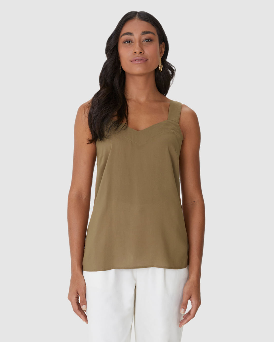 Regata Box Feminina Decote V Alça Larga Em Viscose - Imagem 19