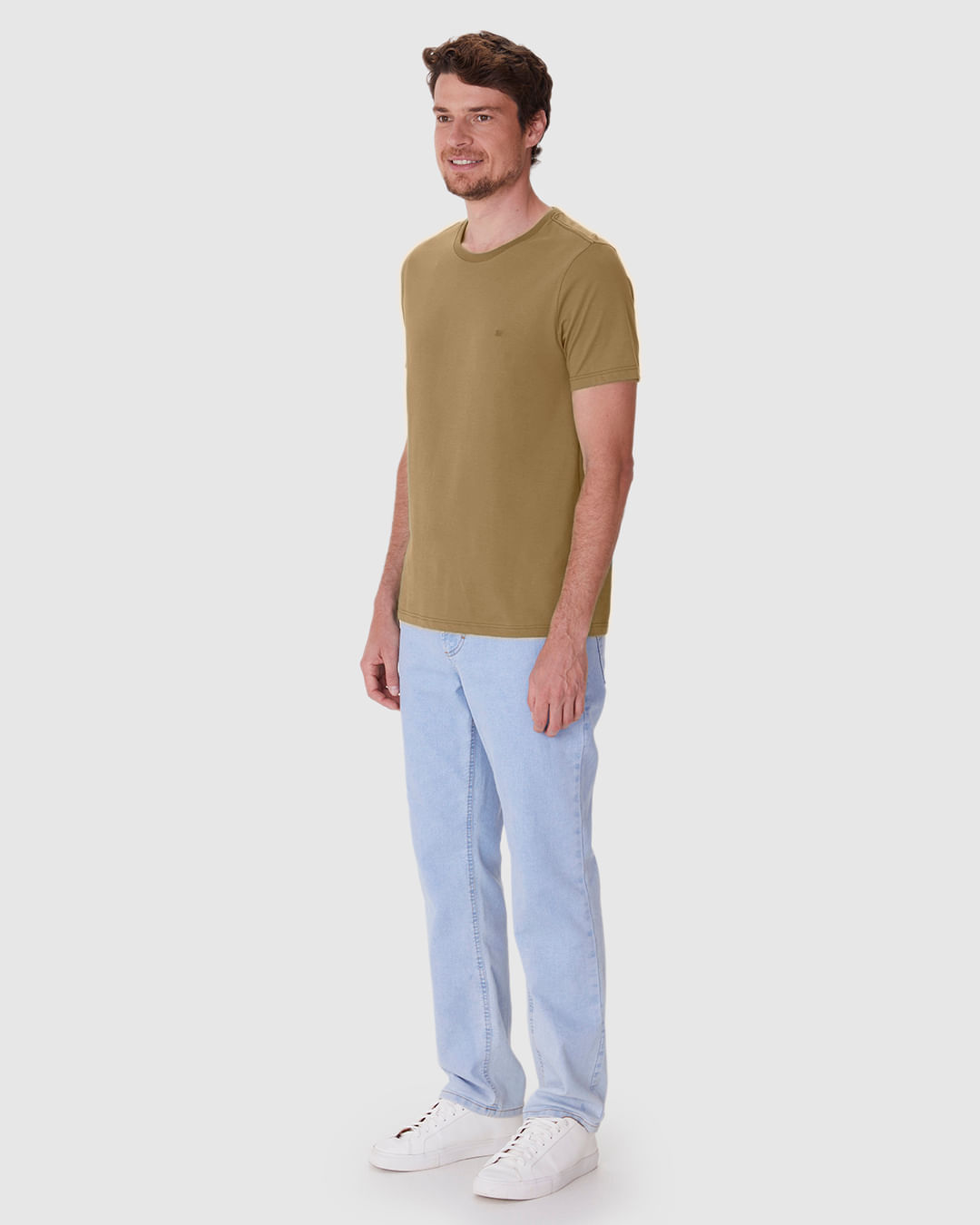 Camiseta Ícone Masculina Slim Bordado Frontal Em Algodão - Imagem 17