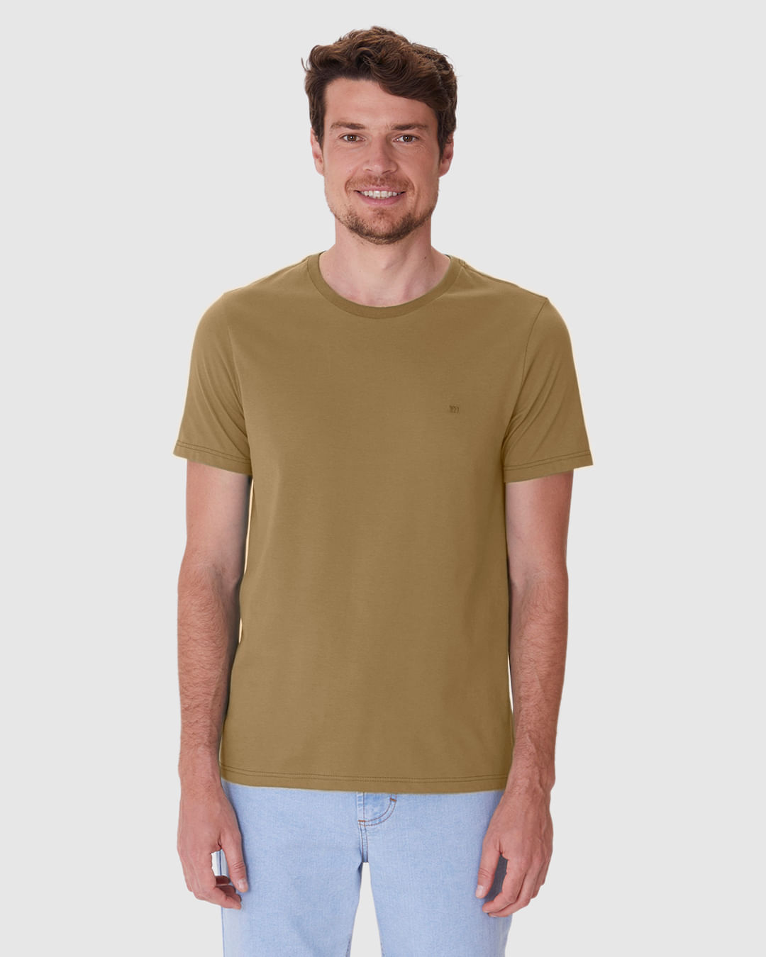 Camiseta Ícone Masculina Slim Bordado Frontal Em Algodão - Imagem 24