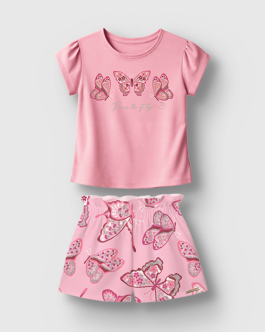 Conjunto Menina Time To Fly Blusa E Shorts Em Algodão - Carinhoso