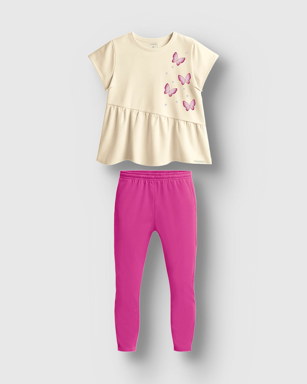 Conjunto Menina Blusa Bordado com Strass e Calça Legging - Carinhoso
