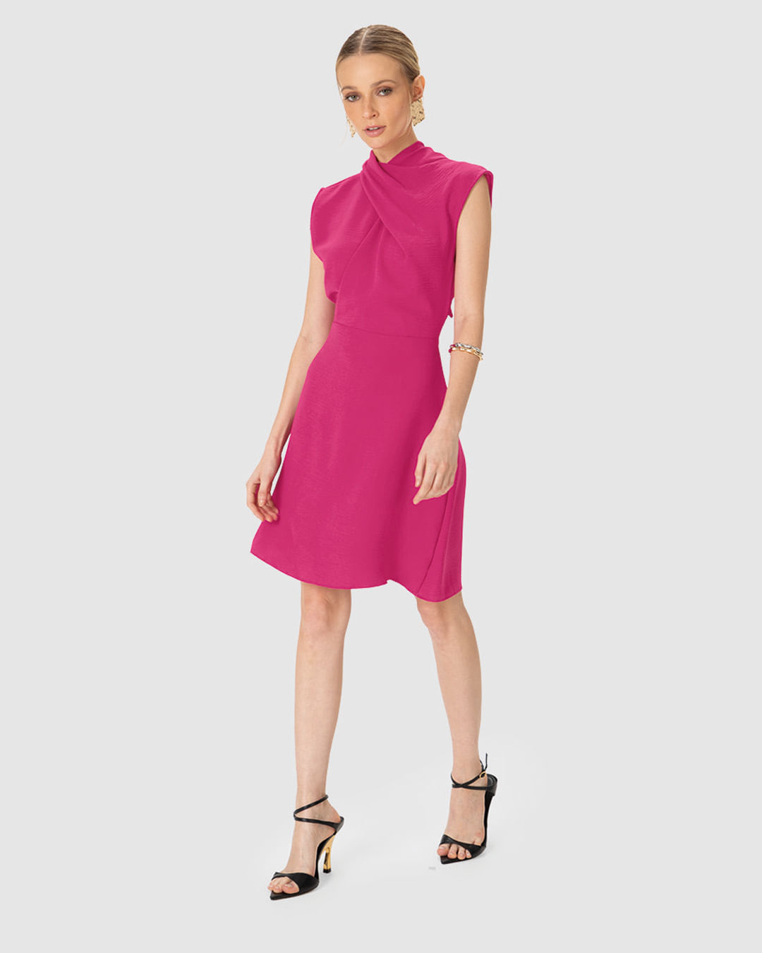 Vestido Feminino Transpassado Amarração Costas Tecido Leve Texturizado - ENFIM