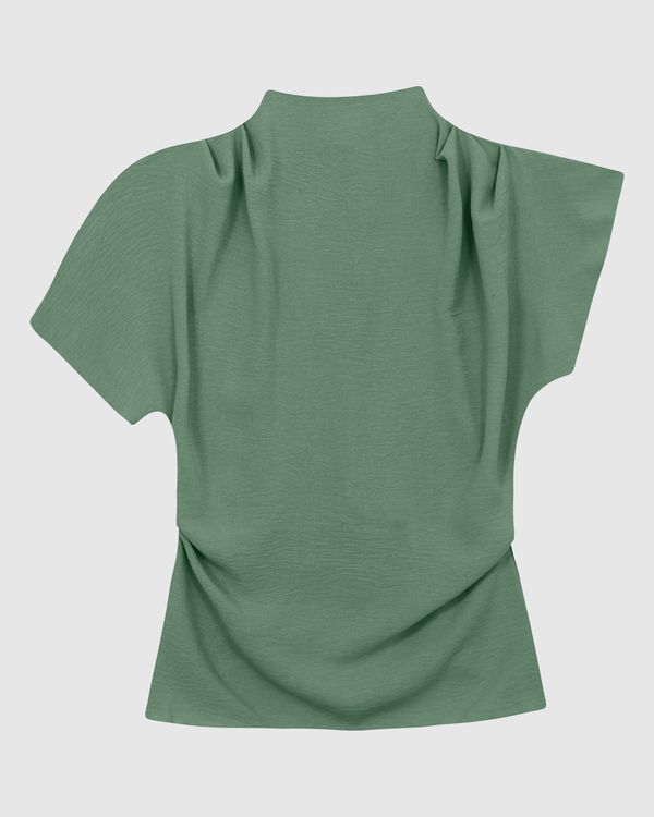 Blusa Feminina Assimétrica Detalhe Pregas Em Tecido Leve Texturizado - ENFIM Verde - M