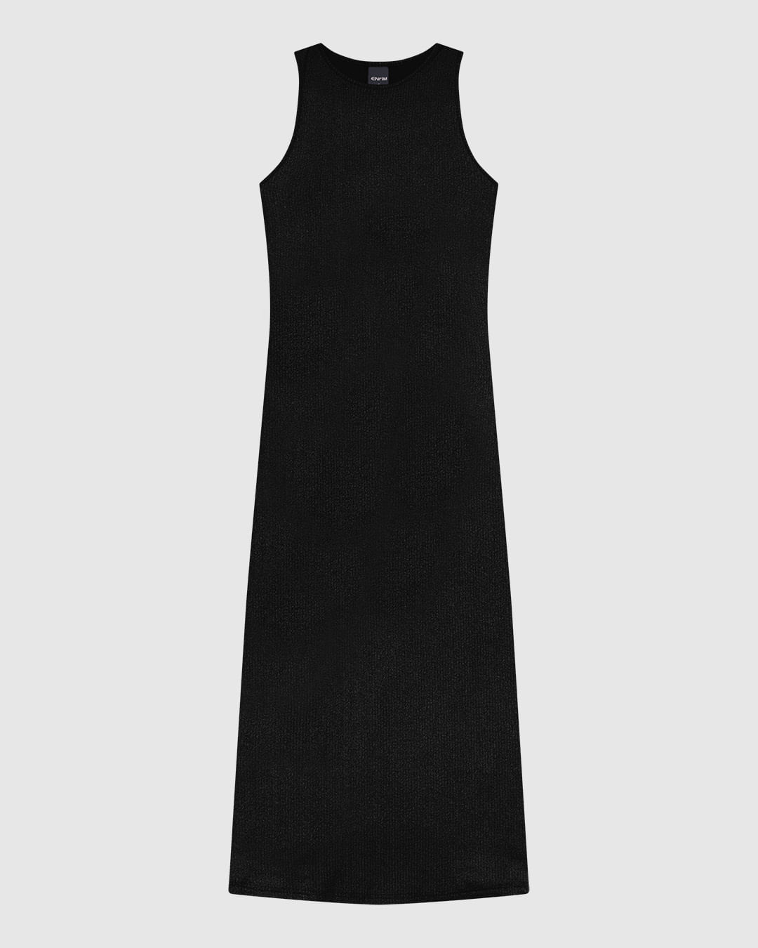 Vestido Midi Feminino Sem Manga Gola Redonda Malha Canelada Brilho - ENFIM