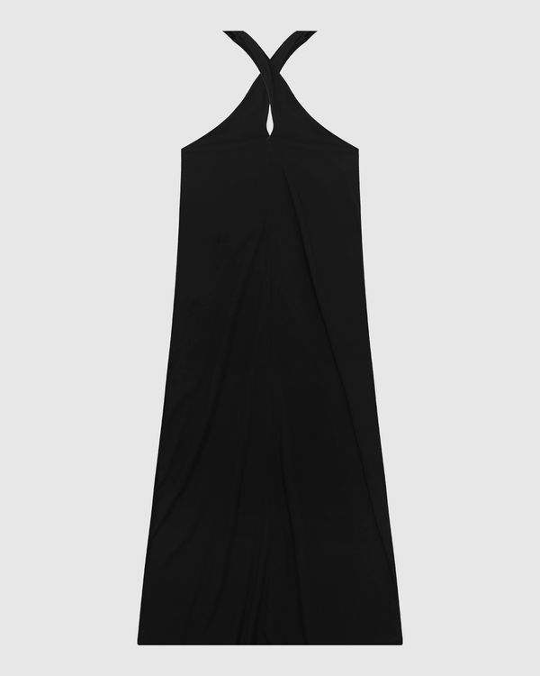 Vestido Longo Feminino Decote Detalhe Com Amarração Em Viscose - ENFIM Preto - G