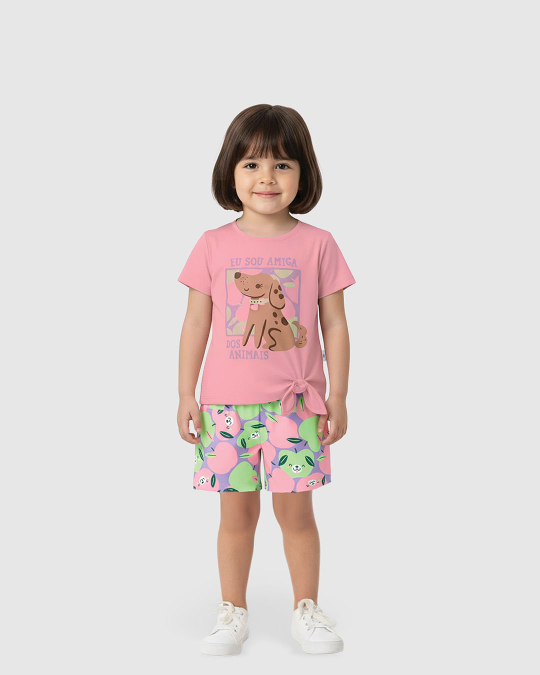 Conjunto Infantil Menina Eu Sou Amiga dos Animais em Algodão Malwee Kids