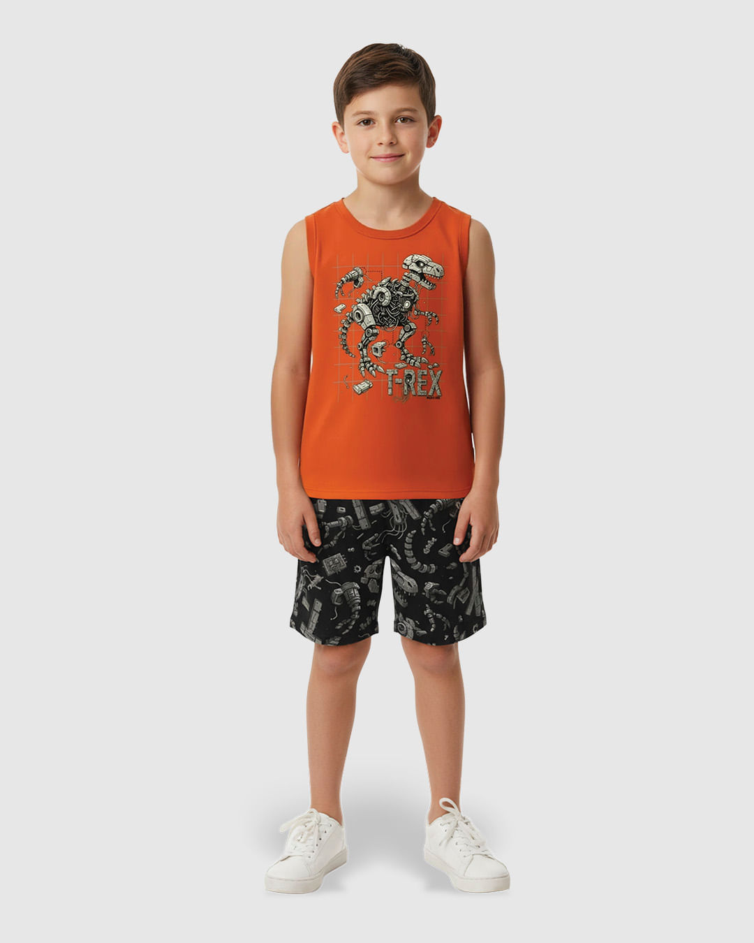 Conjunto Infantil Menino Bermuda Estampada Microfibra Malwee Kids