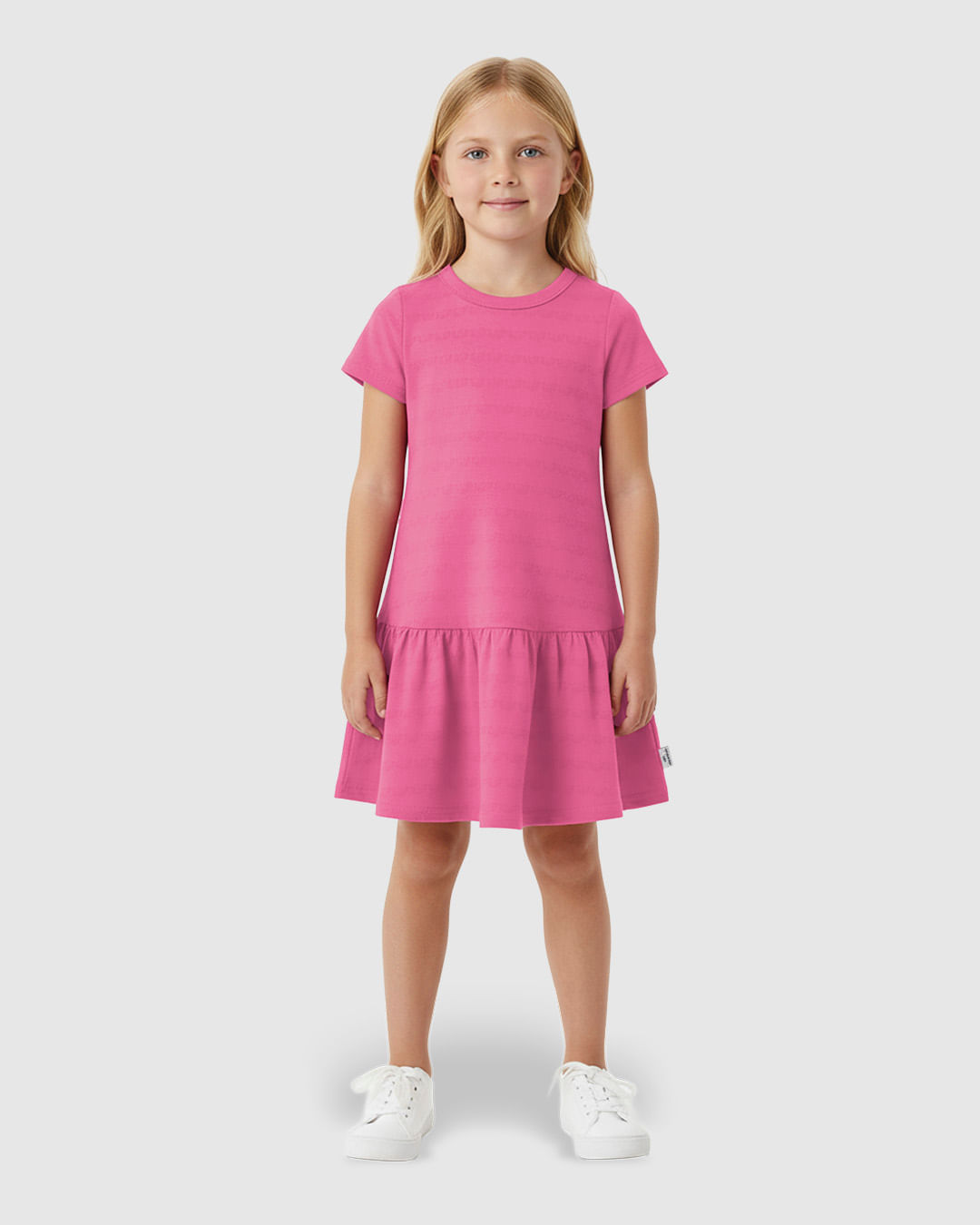 Vestido Infantil Franzido na Barra em Malha Texturizada Malwee Kids