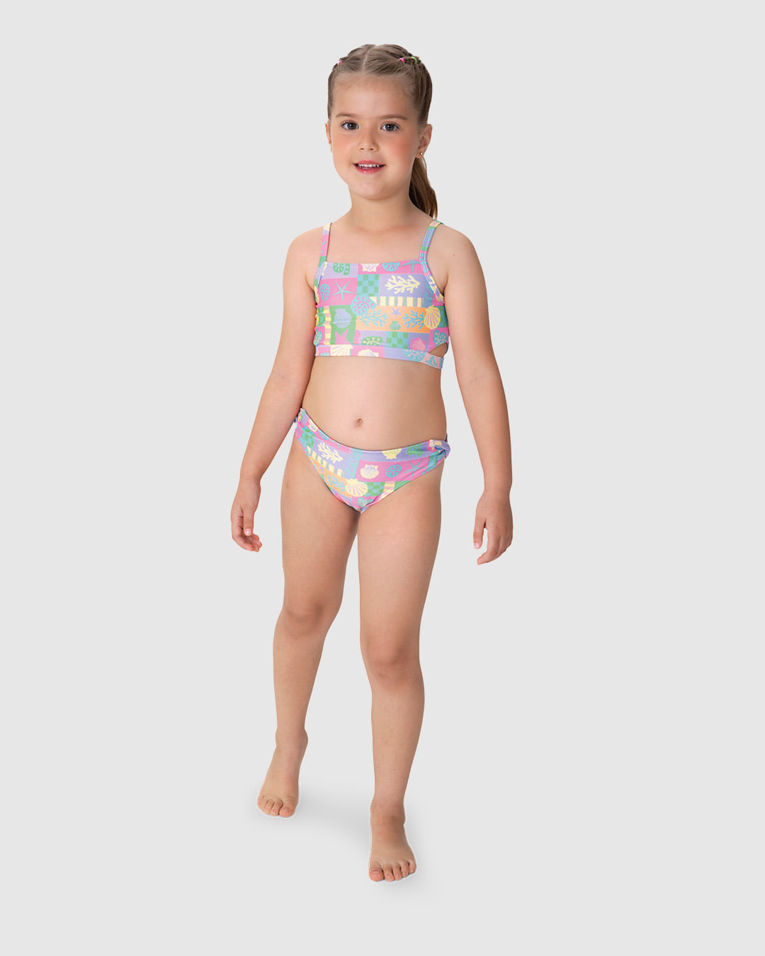 Conjunto Infantil Menina Praia Top + Calcinha em Malha UV Malwee Kids