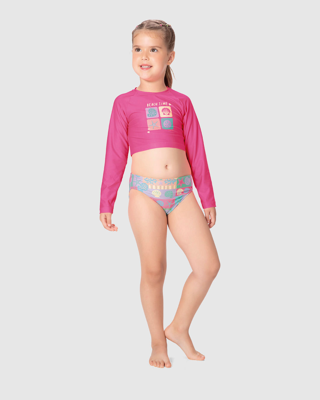 Conjunto Infantil Menina Blusa Praia Beach Time + Calcinha Malwee Kids