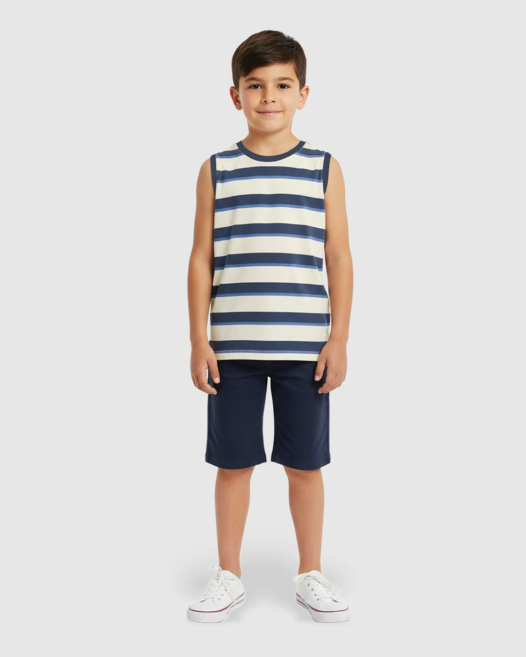 Regata Infantil Menino Estampa Listrada Em Algodão Malwee Kids