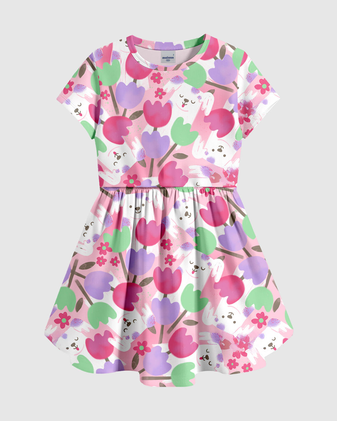 Vestido Infantil Rodado Com Estampa Em Algodão Malwee Kids