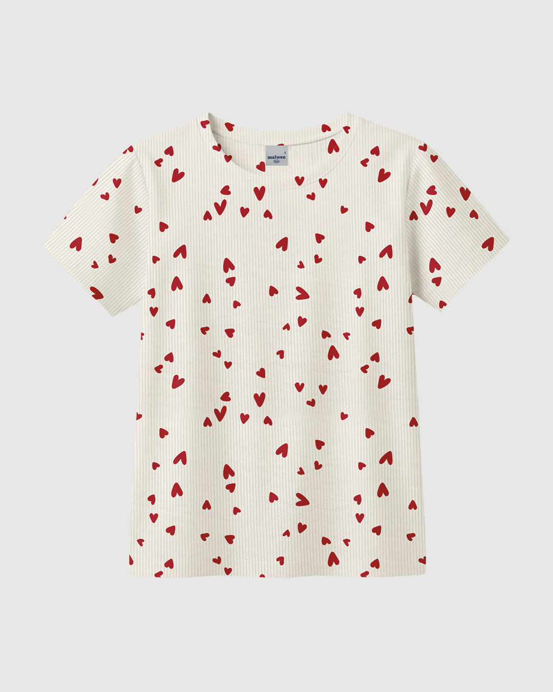 Blusa Infantil Menina Estampa Coração Manga Curta Em Ribana Malwee Kids