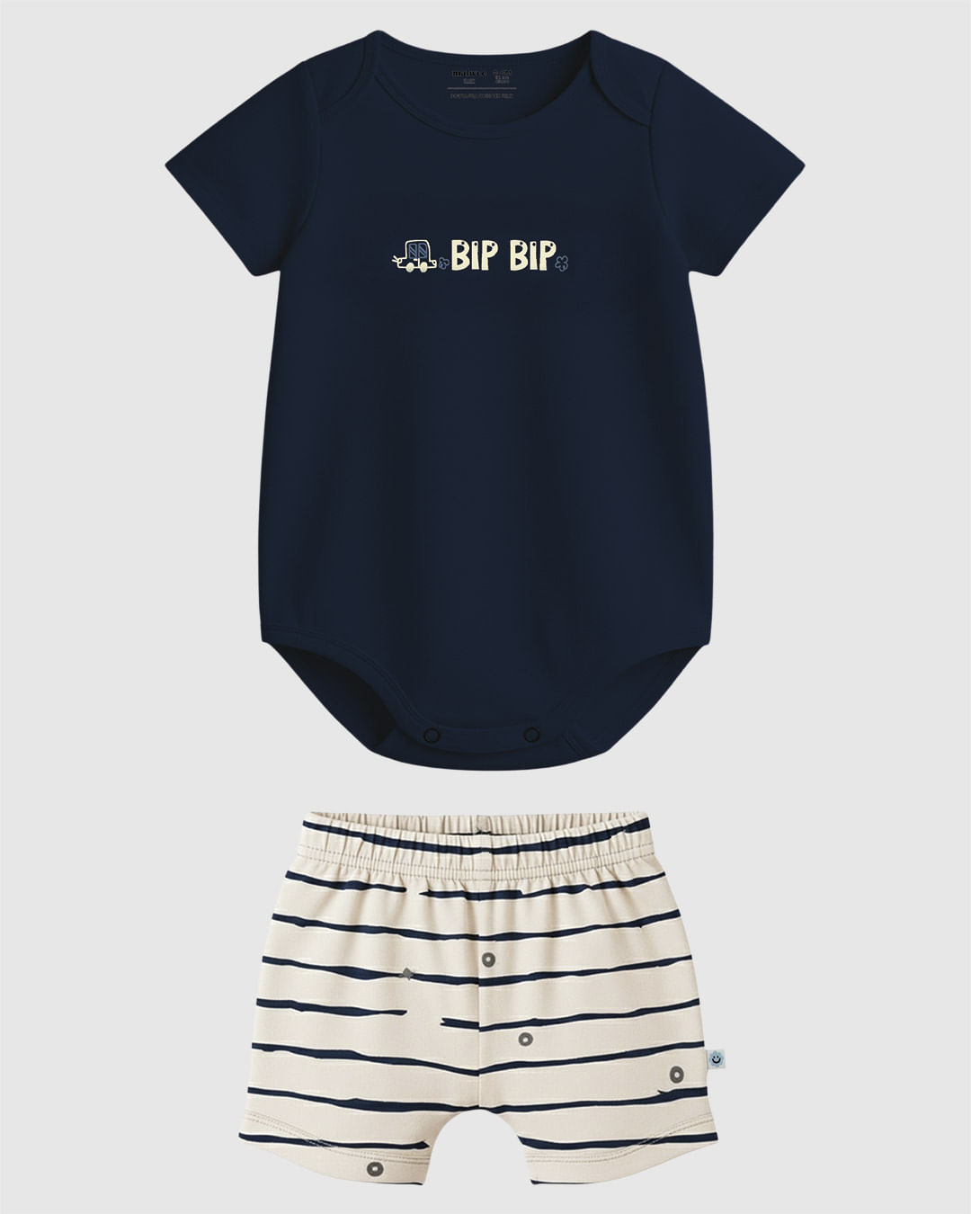 Conjunto Bebê Menino Body + Bermuda Saruel Estampada Malwee Kids