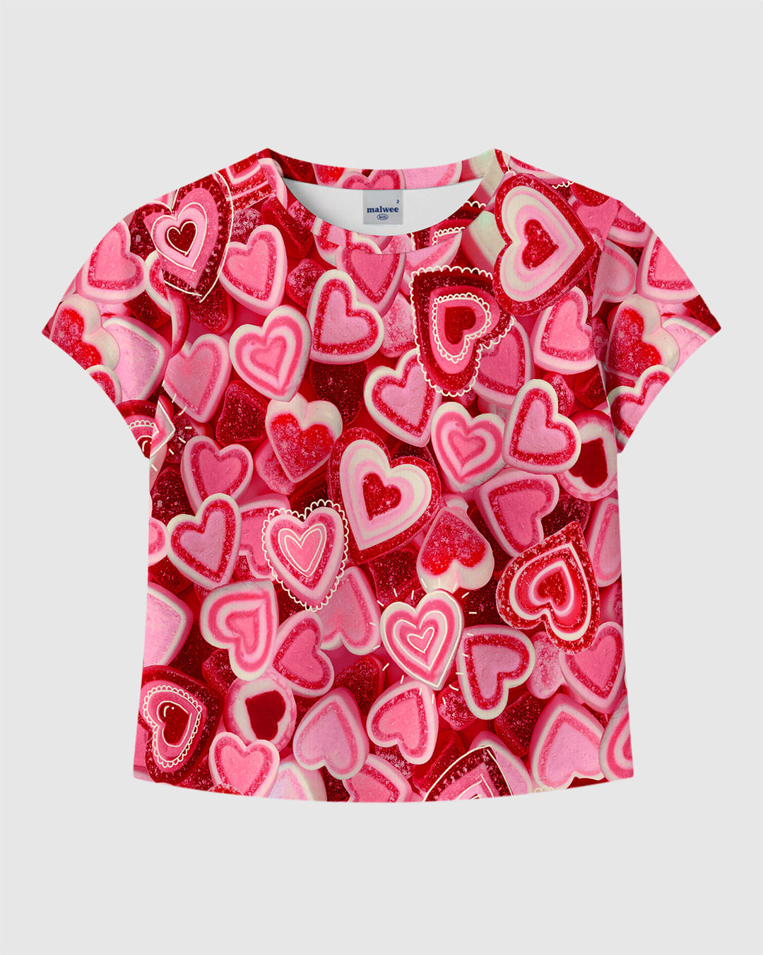 Blusa Infantil Menina Manga Curta Estampa Corrida Em Algodão Malwee Kids - Vermelho - 1