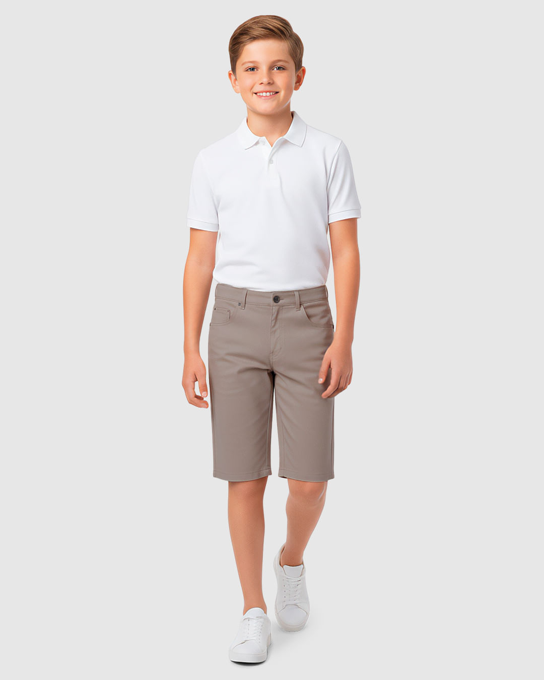 Bermuda Menino Comfort Bolso Funcional Em Sarja Com Elastano - Carinhoso