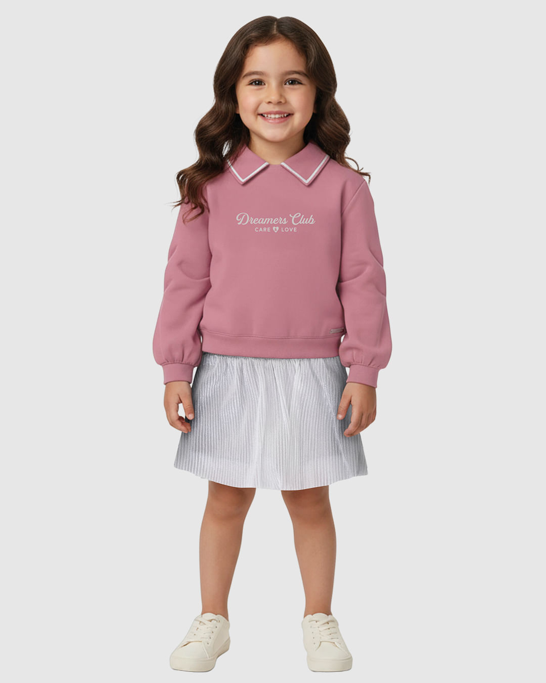 Conjunto Menina Blusão Gola Polo Dreamers Club e Saia Curta - Carinhoso