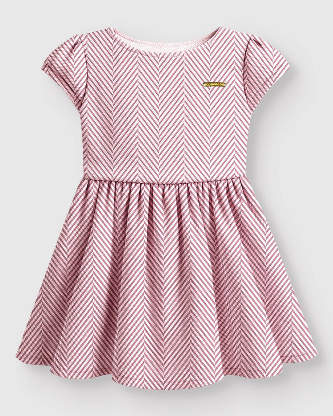 Conjunto Menina Listrado Vestido + Bolero Moletinho Texturizado - Carinhoso