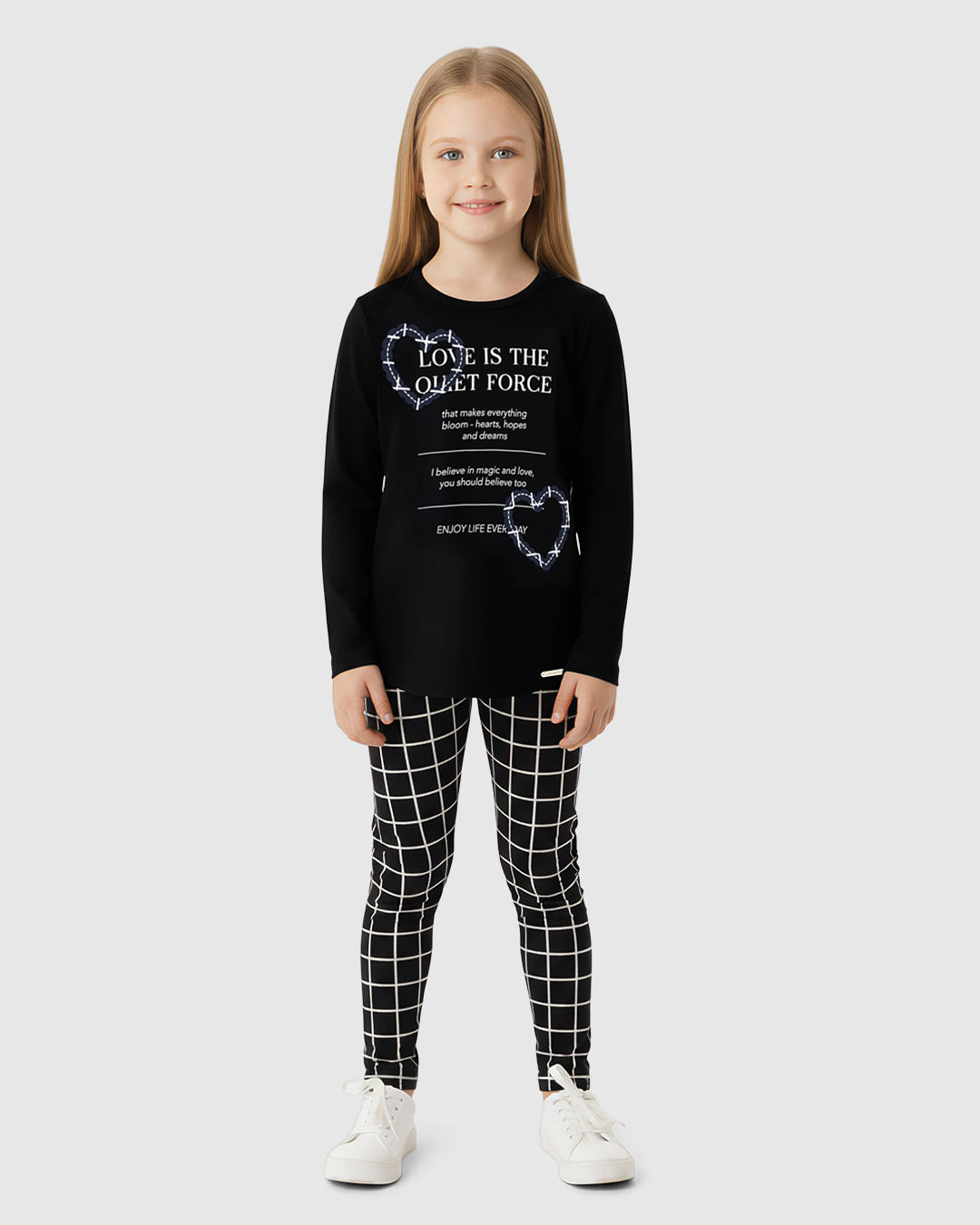 Conjunto Menina Blusa E Calça Legging Em Piquet Geométrico - Carinhoso