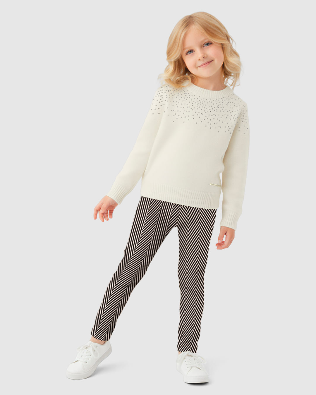 Calça Menina Legging Estampada Cós Elástico em Tecido Soft - Carinhoso