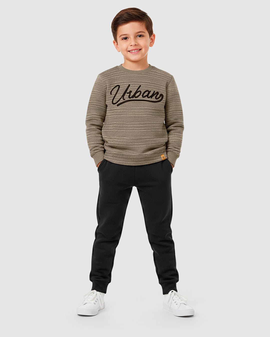Conjunto Menino Camiseta Estampa Urban Em Moletinho Texturizado - Carinhoso