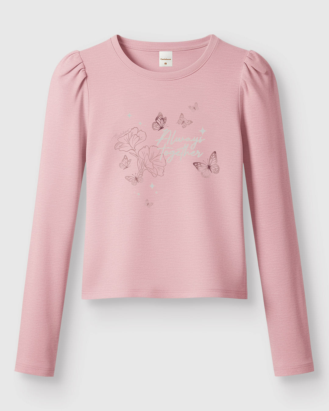 Blusa Menina Estampa Always Together Com Strass Em Algodão - Carinhoso