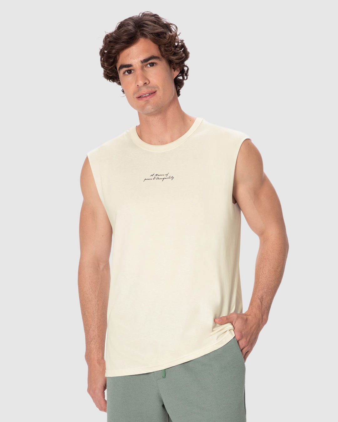 Regata Masculina Machão Alça Larga Estampada Em Algodão