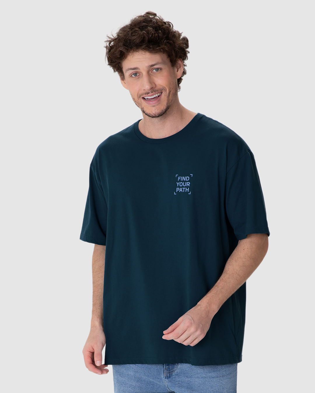 Camiseta Masculina Comfort Estampada Frente e Costas em Algodão