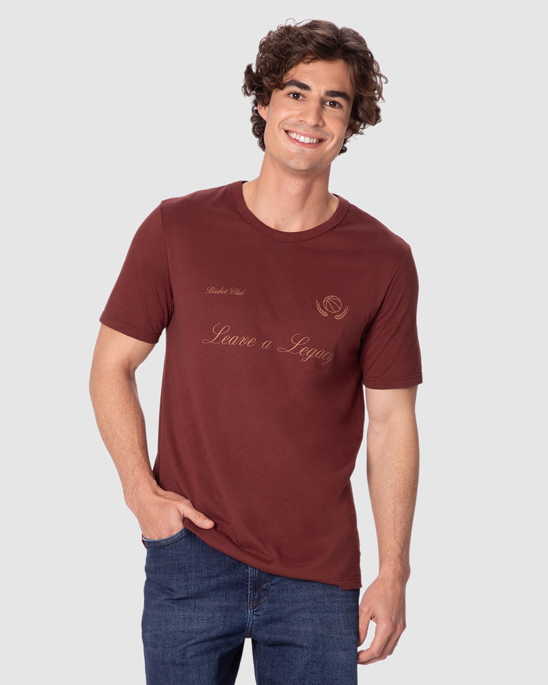 Camiseta Masculina Slim Basket Club Leave a Legacy em Algodão