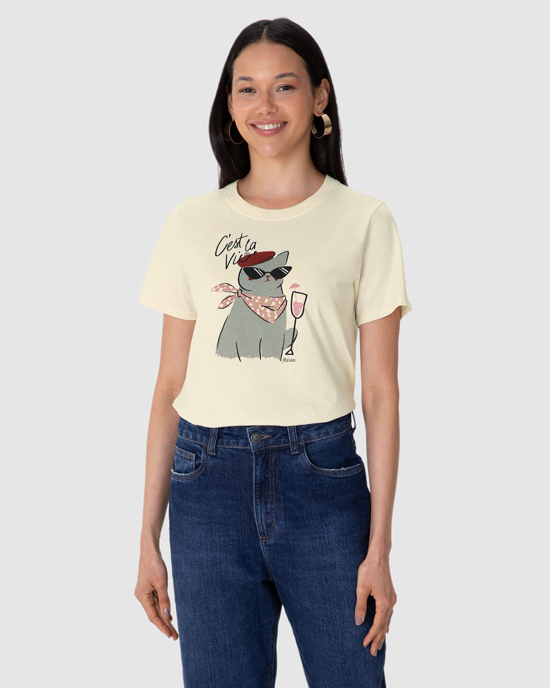 Camiseta Feminina Estampa C’Est La Vie Em Algodão