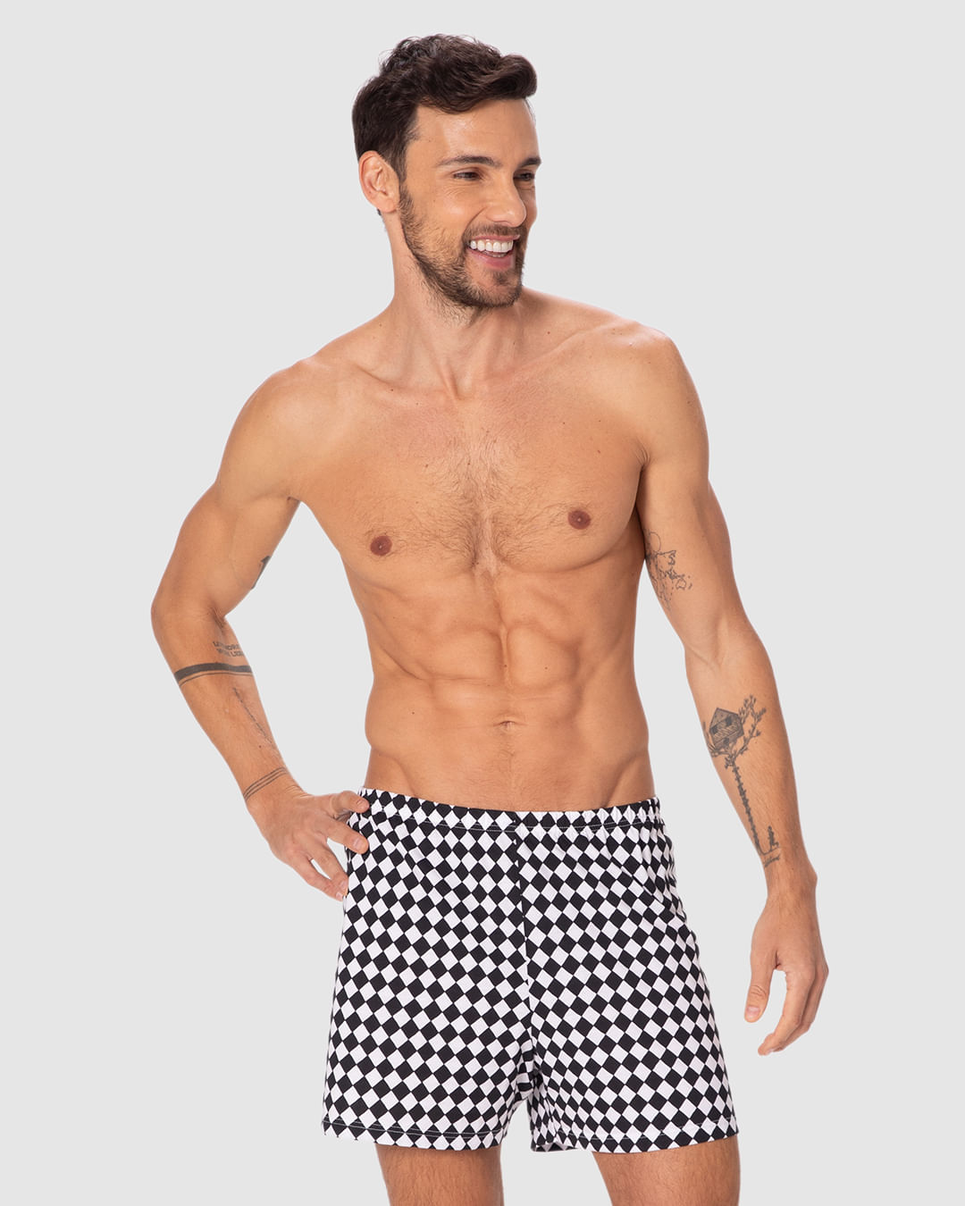 Shorts Masculino De Pijama Elástico Na Cintura Em Algodão
