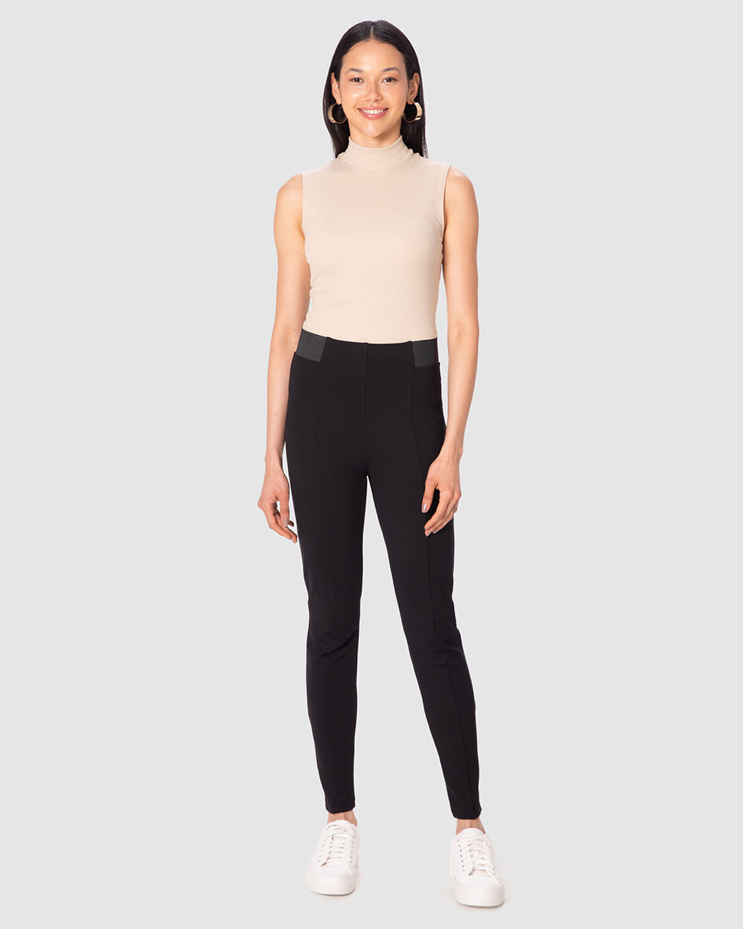 Calça Legging Feminina Cós Elástico em Malha Interlock
