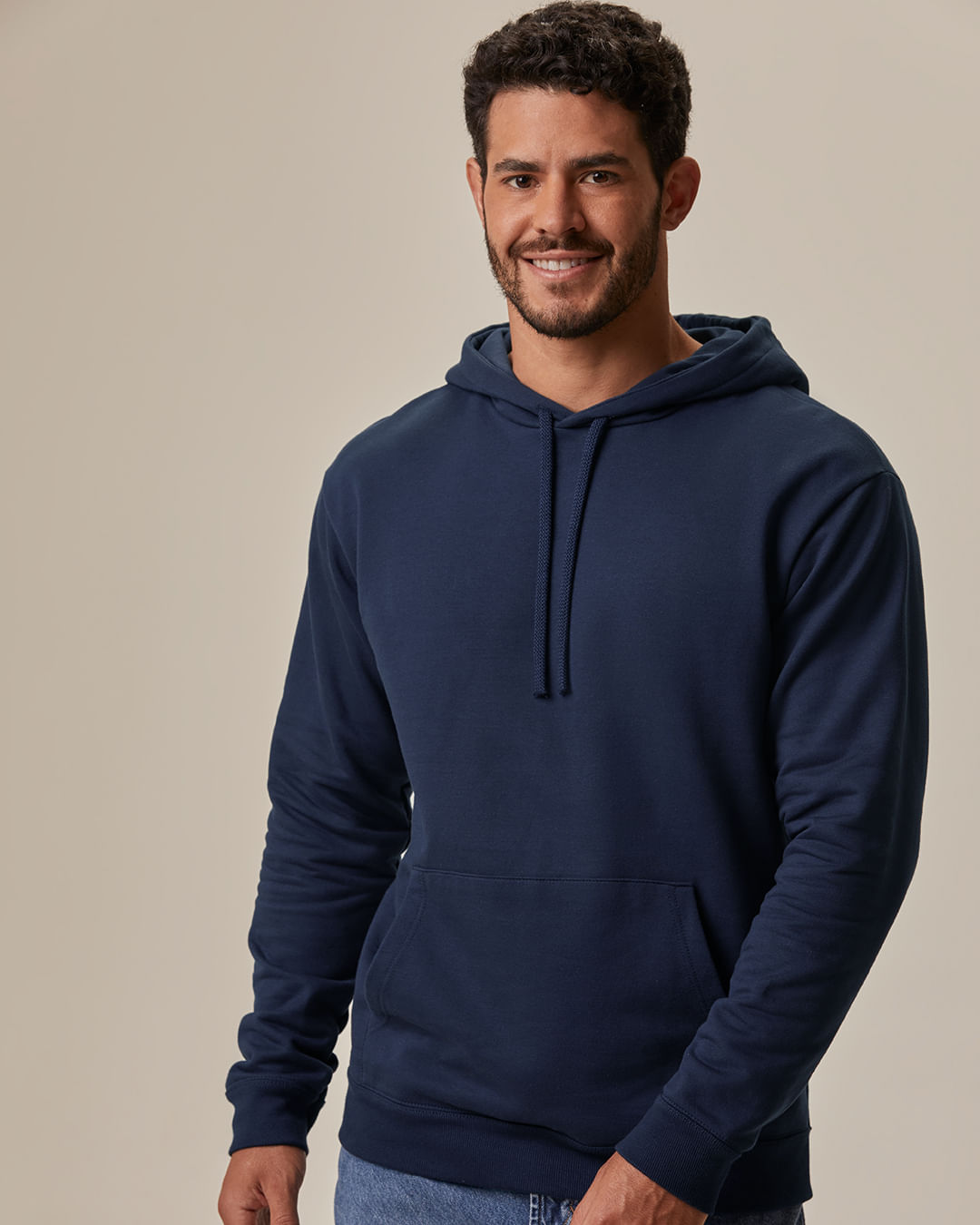 Blusão Básico Masculino Com Capuz Em Moletom Flanelado