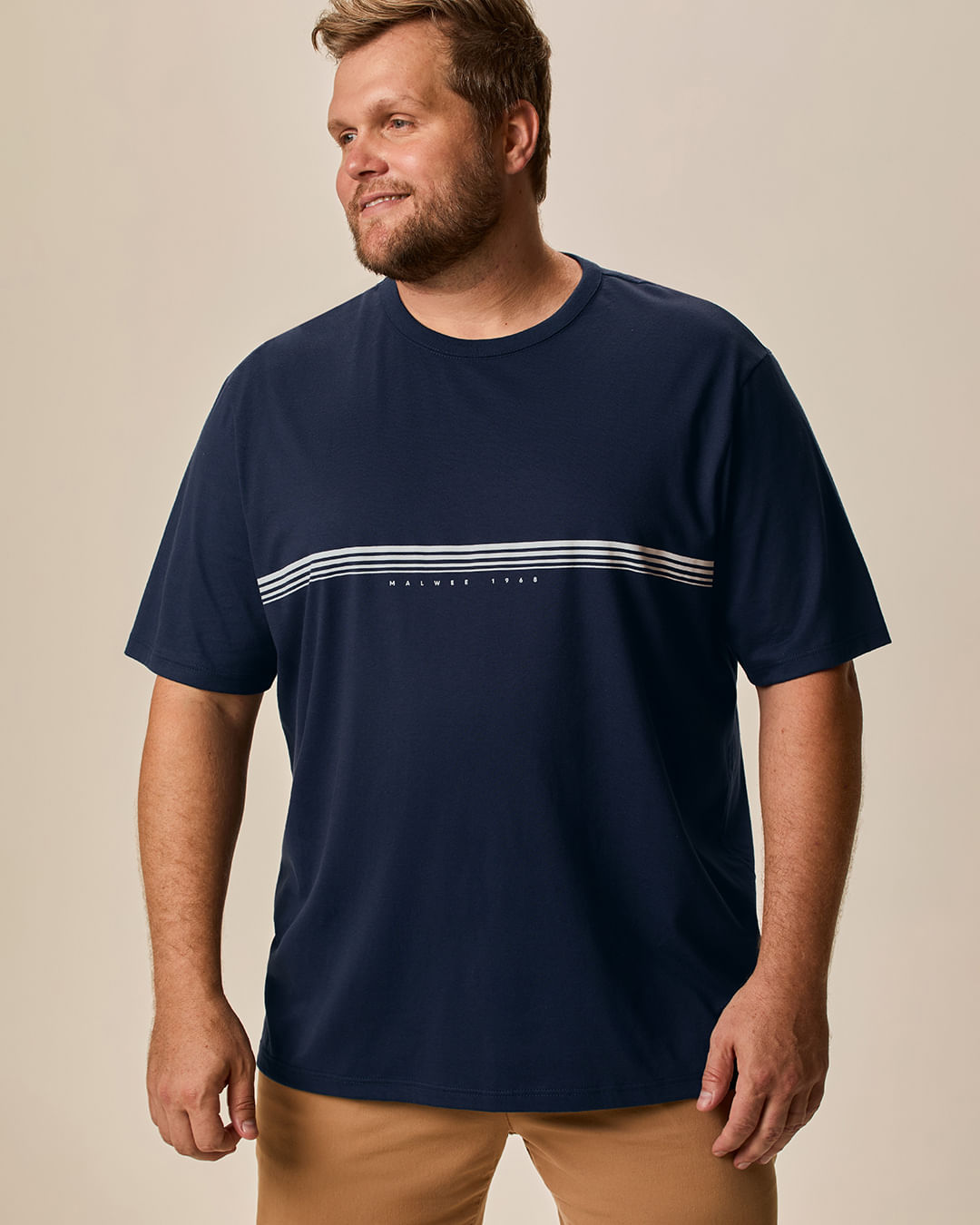 Camiseta Masculina Plus Size Regular Listra Central Em Algodão