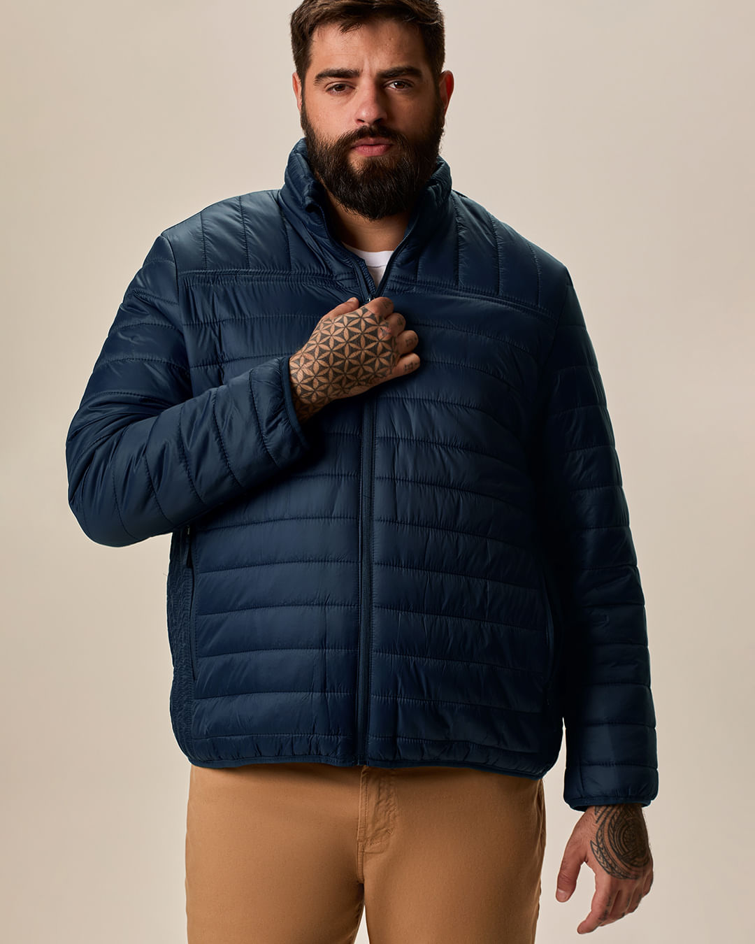 Jaqueta Puffer Masculina Plus Size Em Poliamida