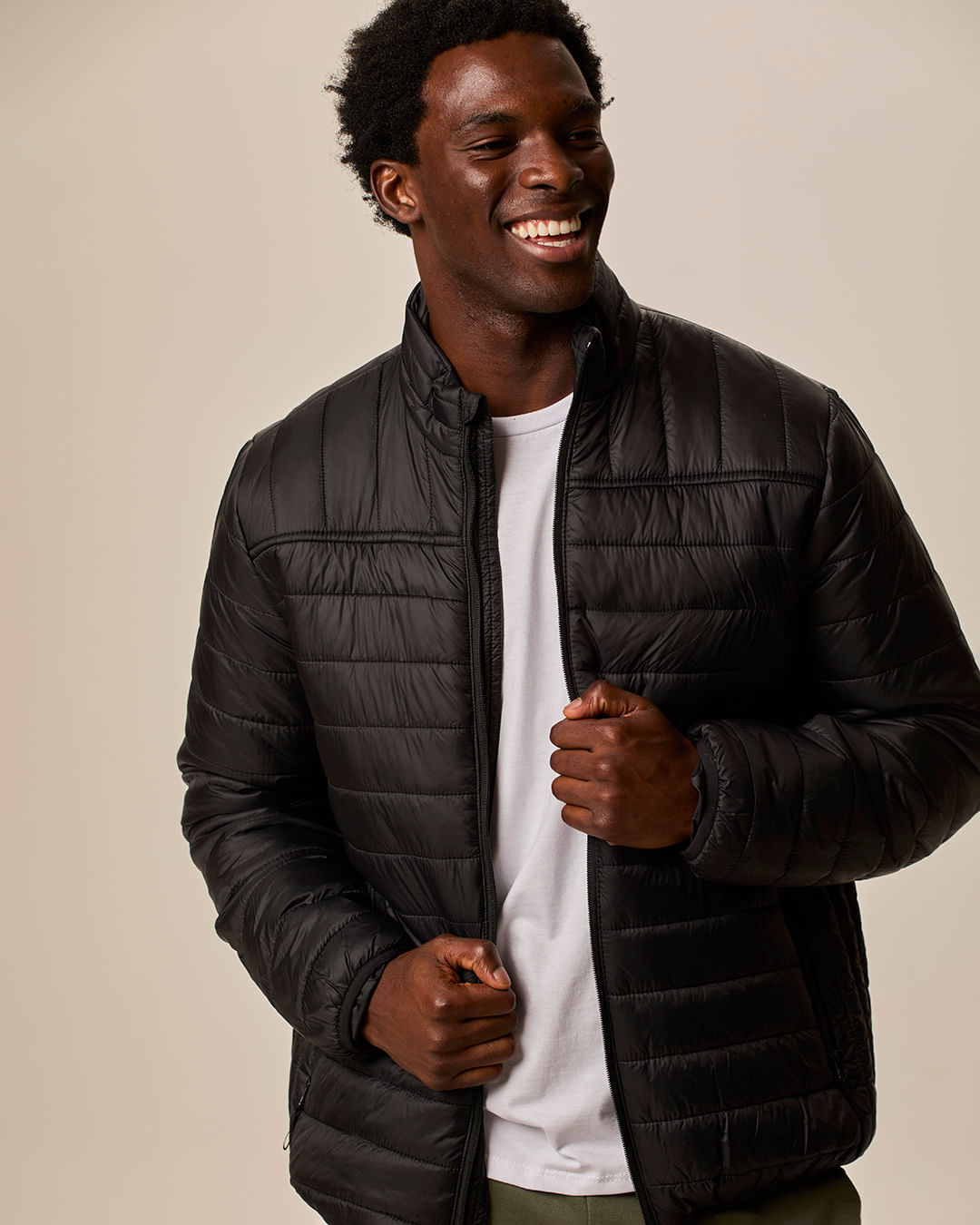 Jaqueta Básica Masculina Puffer Em Poliamida