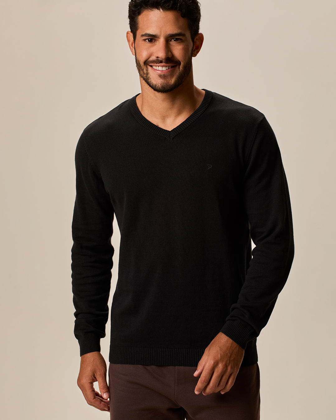 Suéter Básico Masculino Decote V Em Tricô