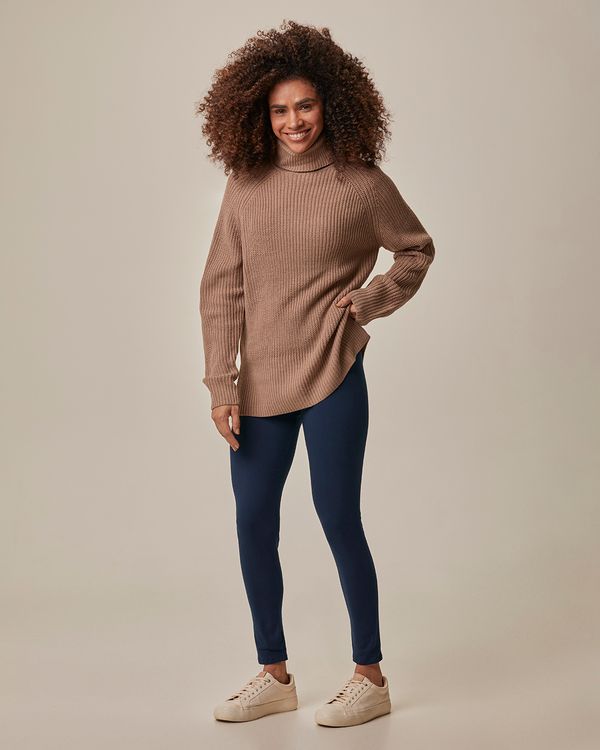 Calça Legging Básica Feminina Em Algodão Azul - PP