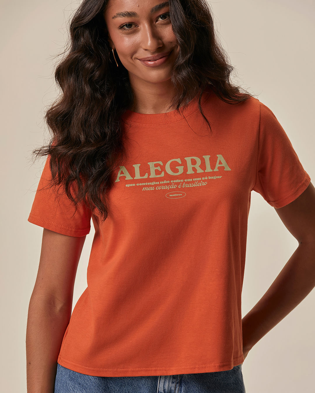 Camiseta Feminina Alegria Em Algodão