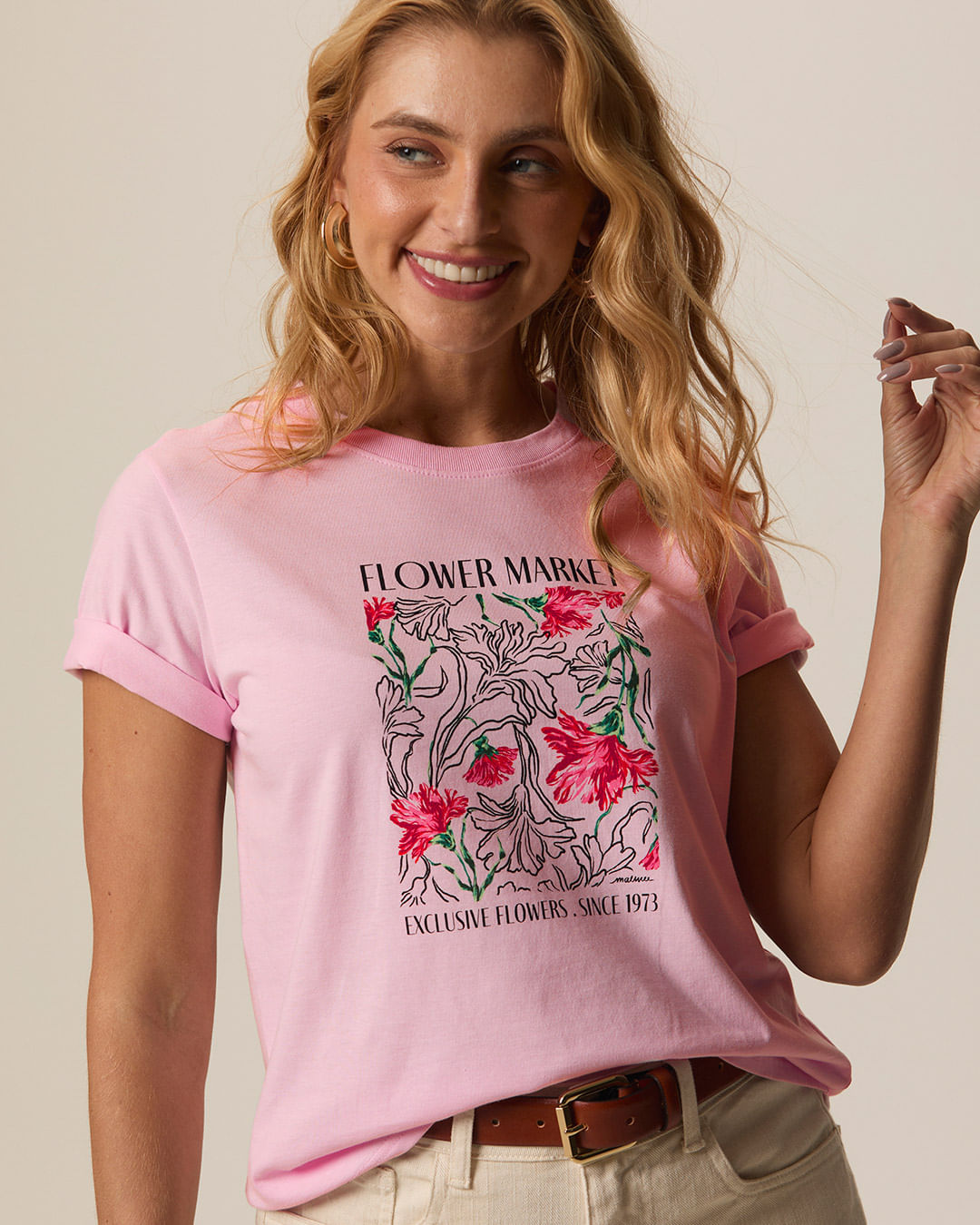 Camiseta Feminina Estampa Flower Market Em Algodão