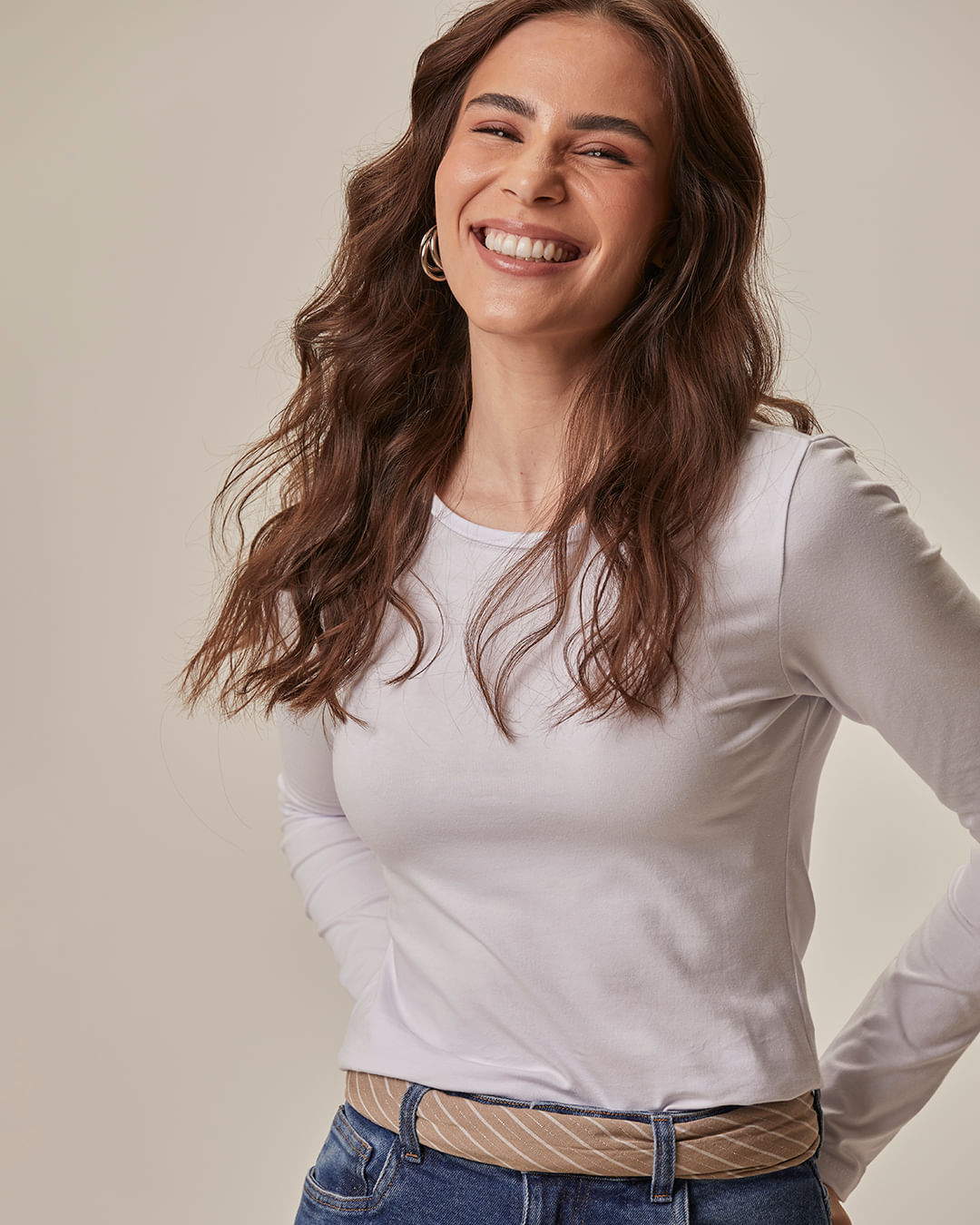 Blusa Básica Feminina Decote Redondo Em Algodão