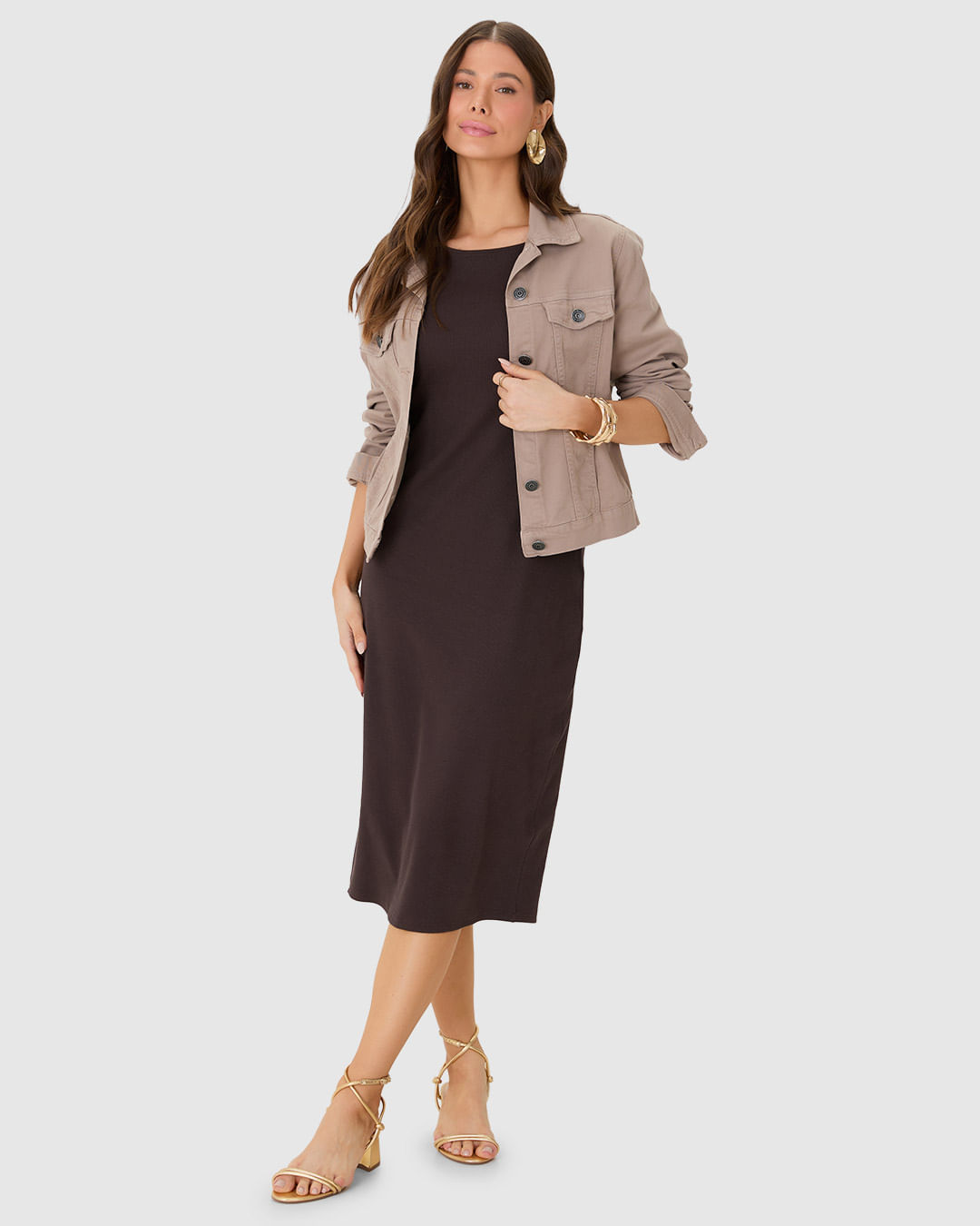 Vestido Midi Feminino Detalhe Fenda Duas Formas de Uso em Ribana