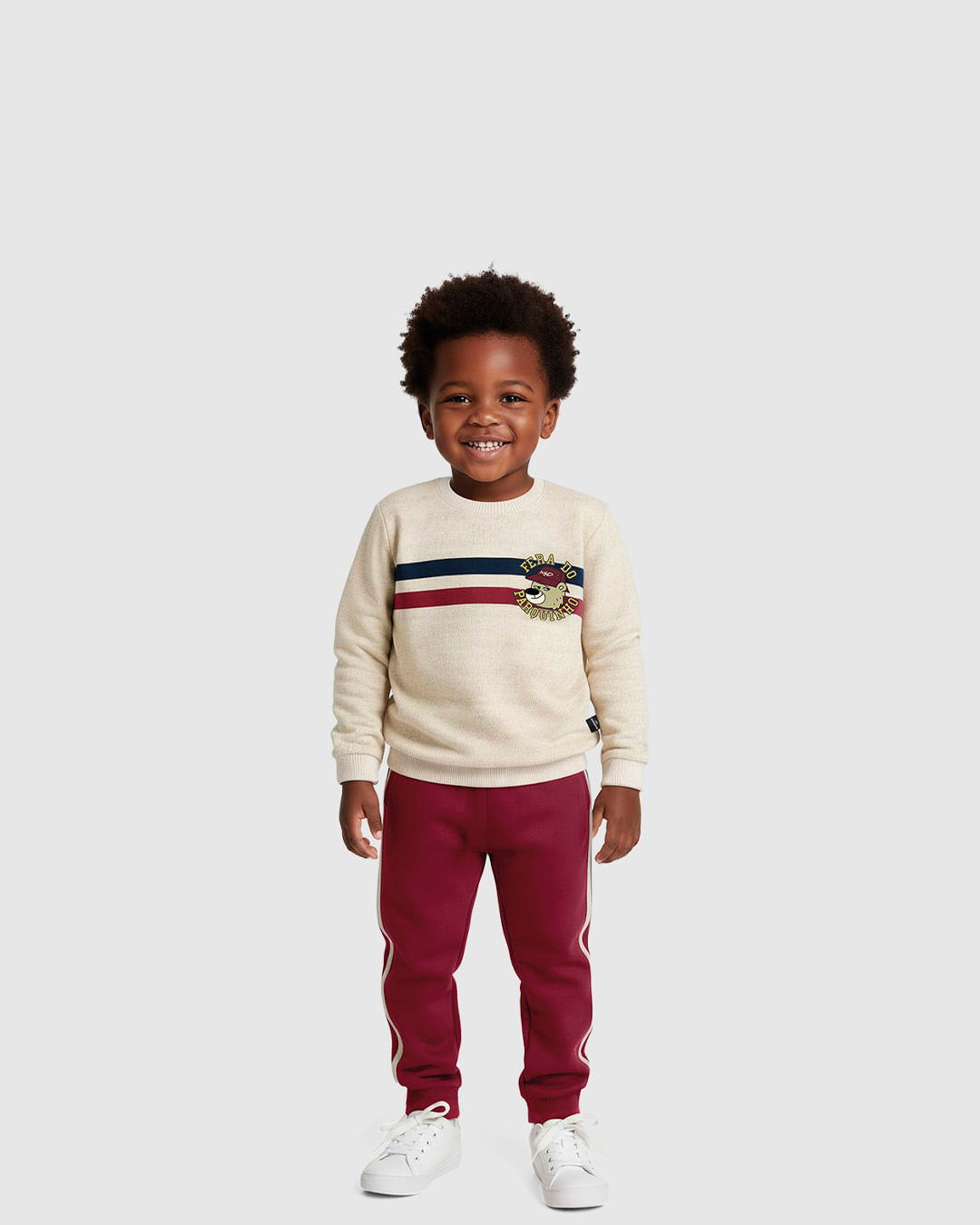 Conjunto Infantil Menino Blusão Estampa E Listra Frontal Moletom Malwee Kids