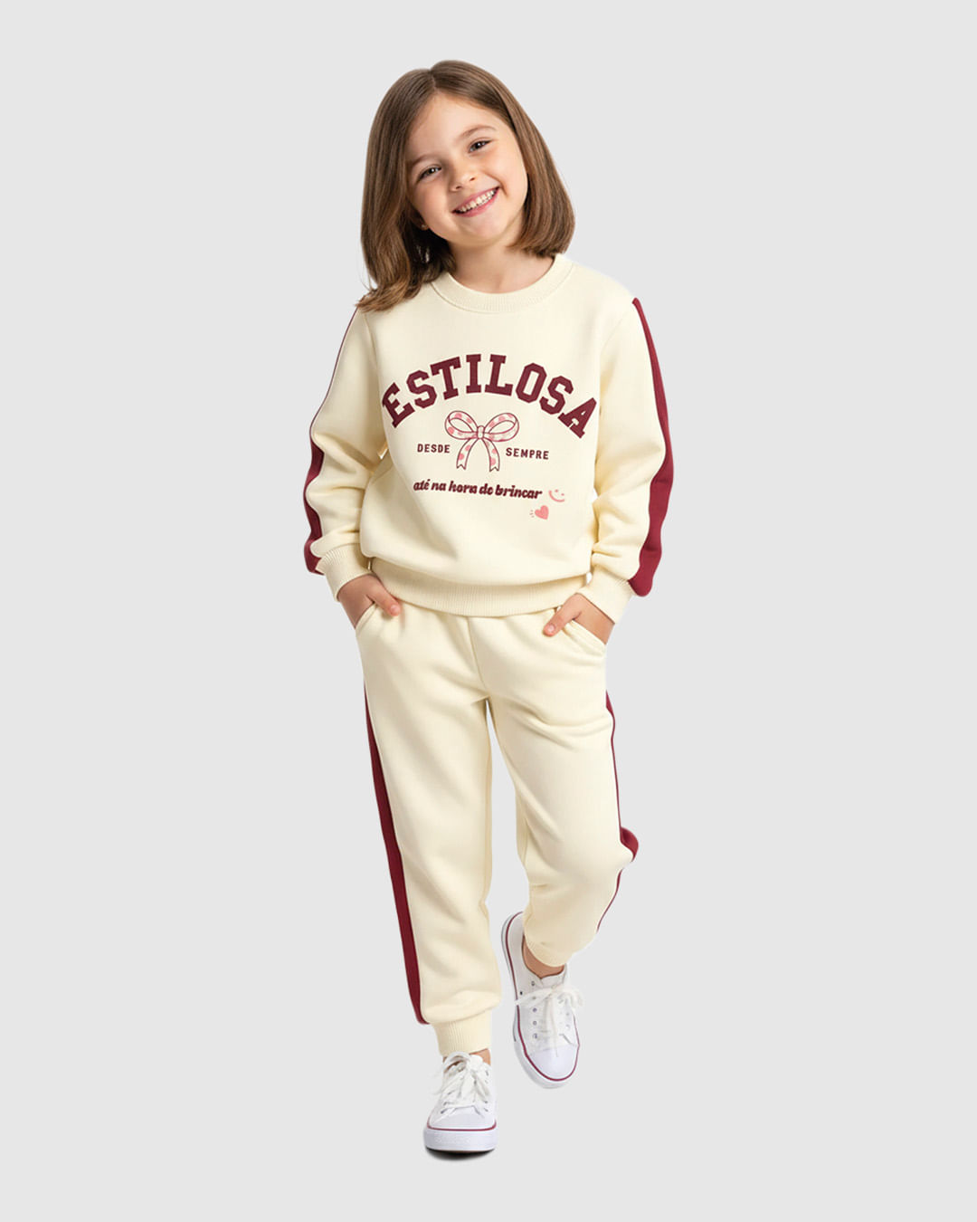 Conjunto Infantil Menina Estampa Estilosa Em Moletom Botonê Malwee Kids