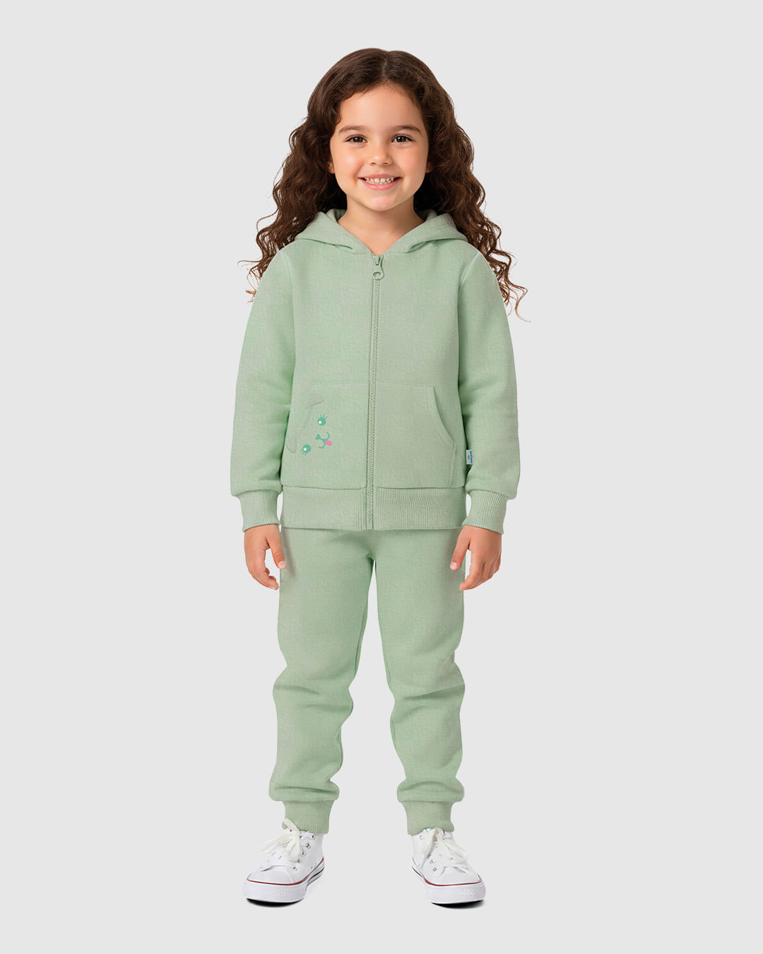 Conjunto Infantil Menina Jaqueta e Calça em Moletom Mesclado Malwee Kids