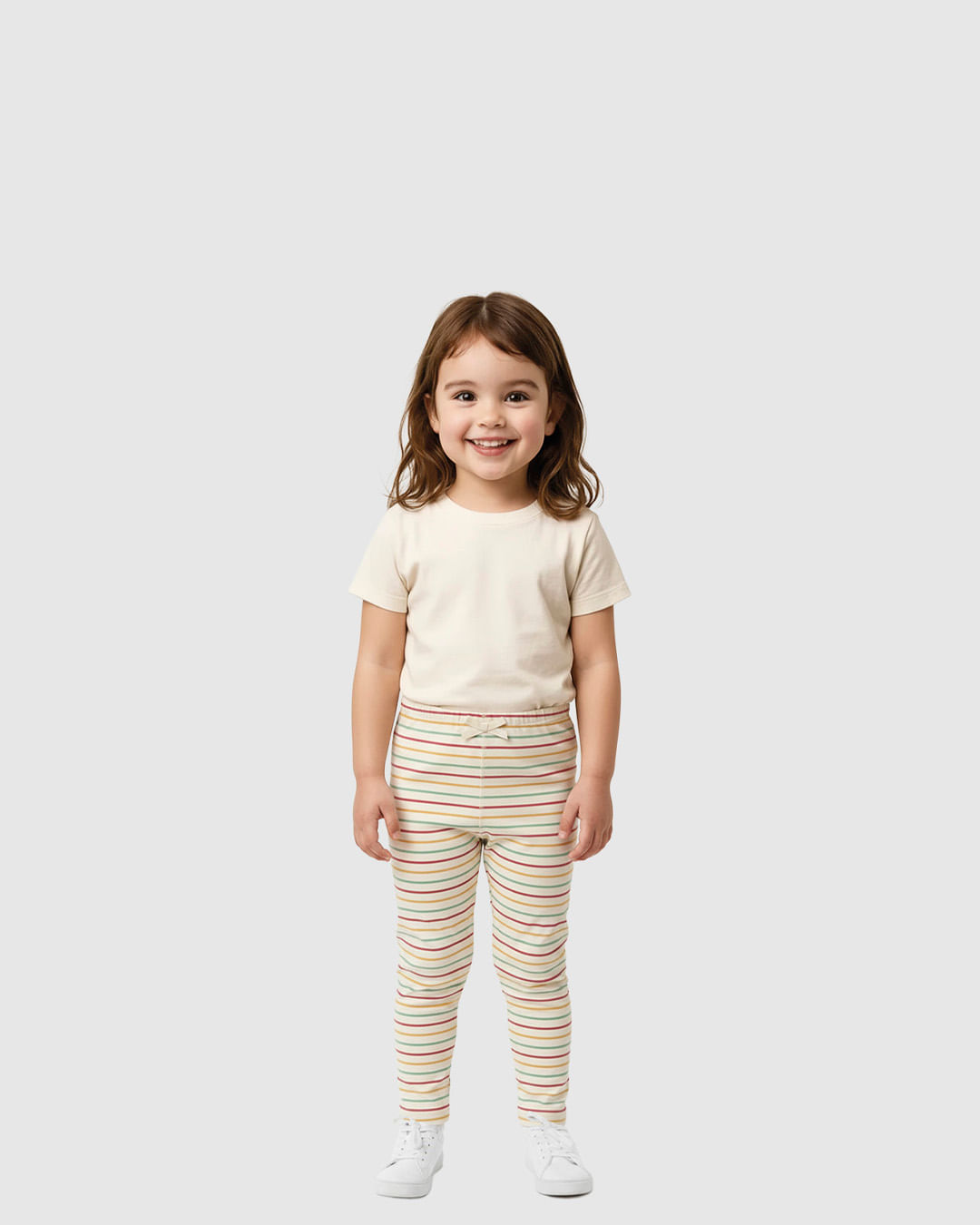 Calça Legging Infantil Listrada Detalhe Laço em Ribana Malwee Kids