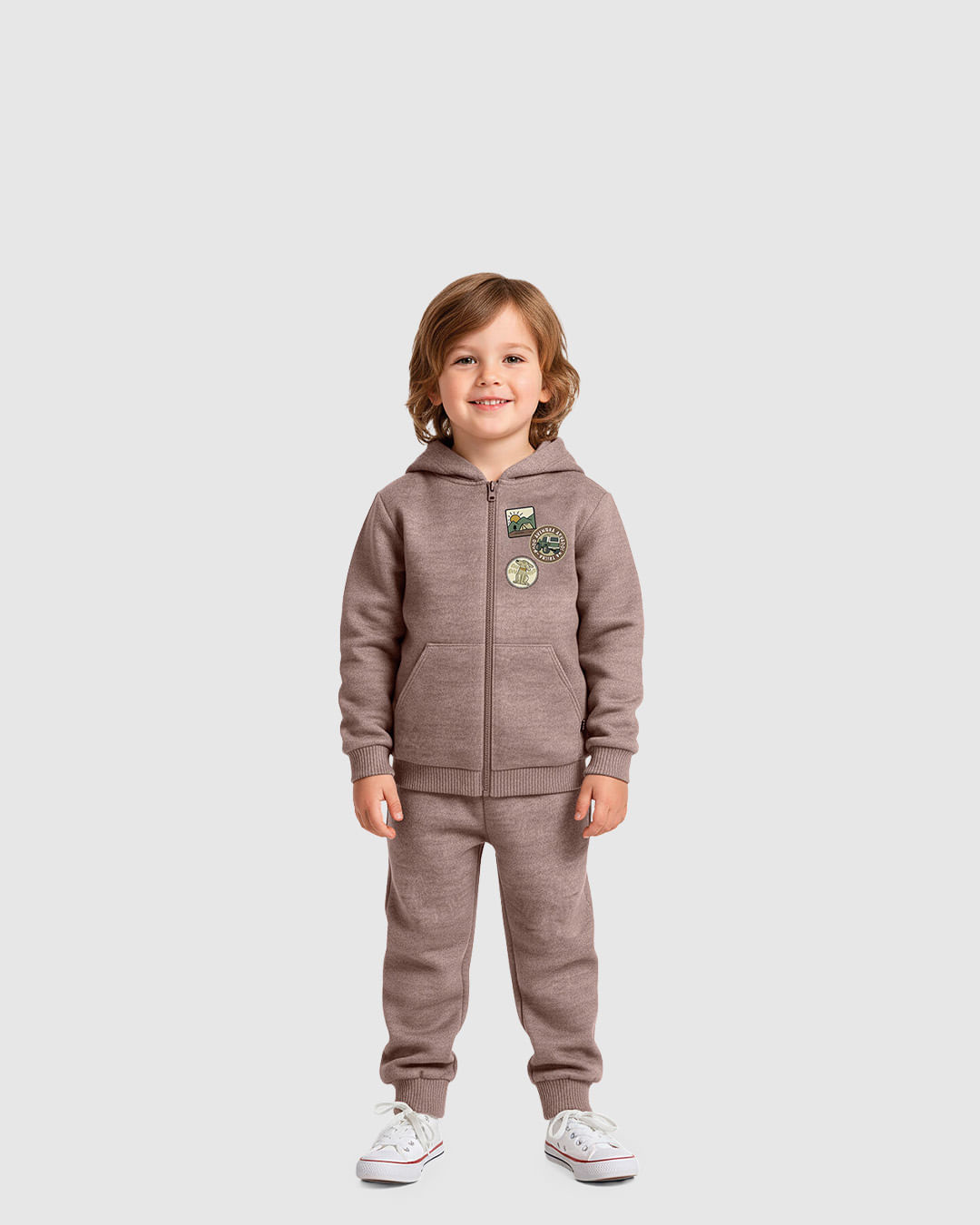 Conjunto Infantil Menino Jaqueta Fecho Zíper em Moletinho Rajado Malwee Kids