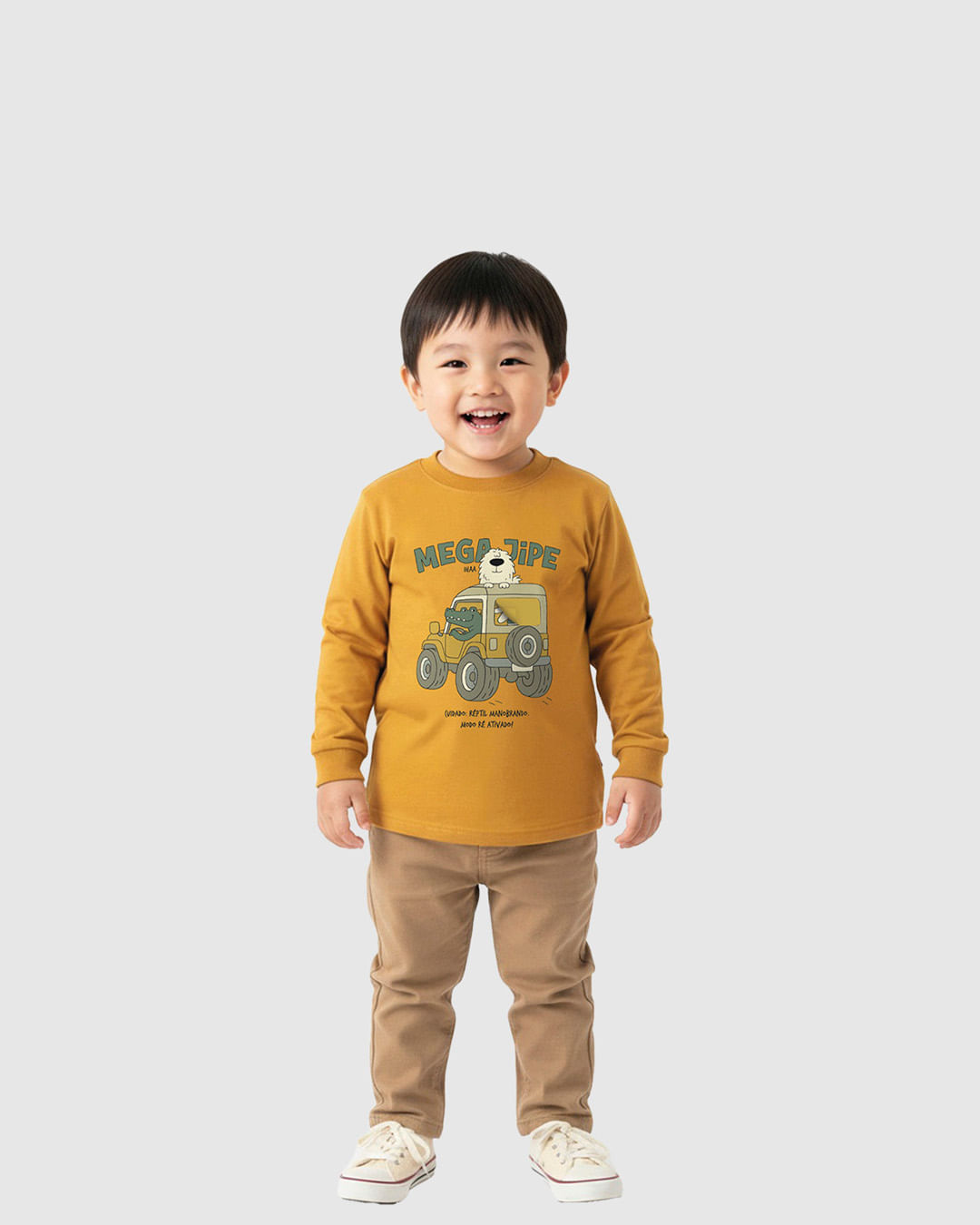 Camiseta Infantil Menino Manga Longa Mega Jipe em Algodão Malwee Kids
